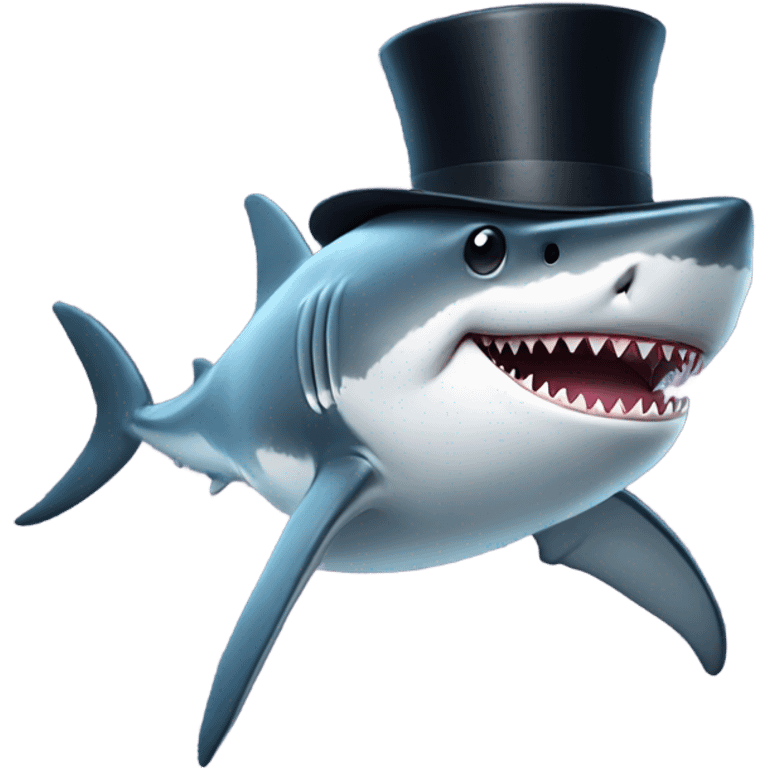 Shark with a top hat emoji