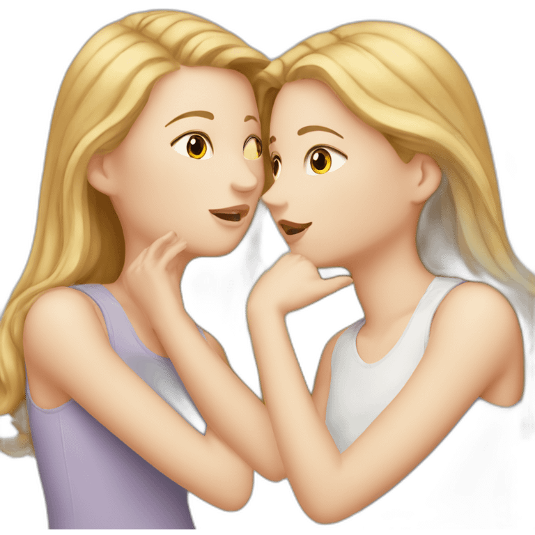 one white girl whispers in the ear of another white girl emoji