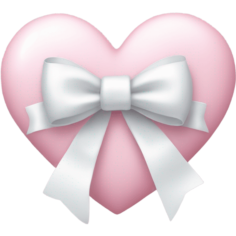 Pastel pink heart with white bow emoji