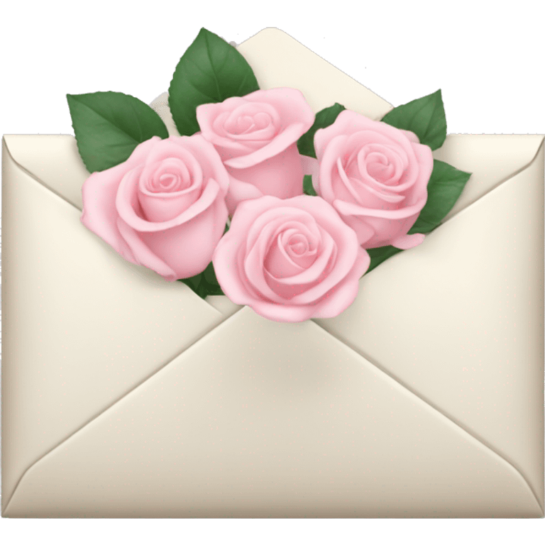 White envelope with light pink roses emoji