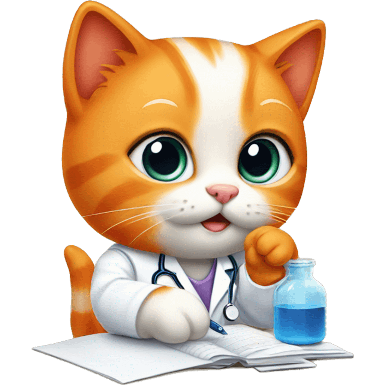 orange kitten studying medicine  emoji