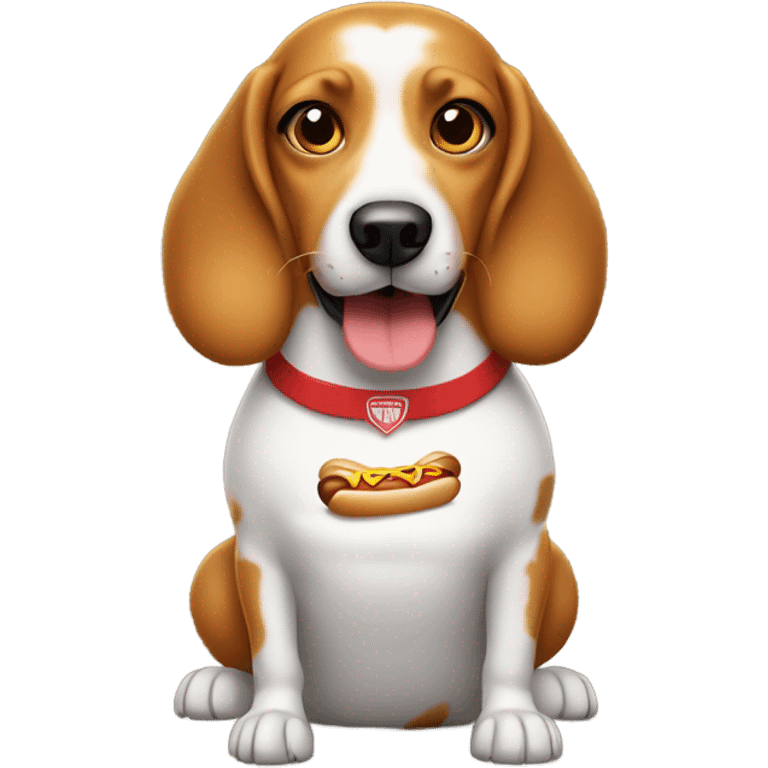 Hot dog wearing a dog tshirt emoji