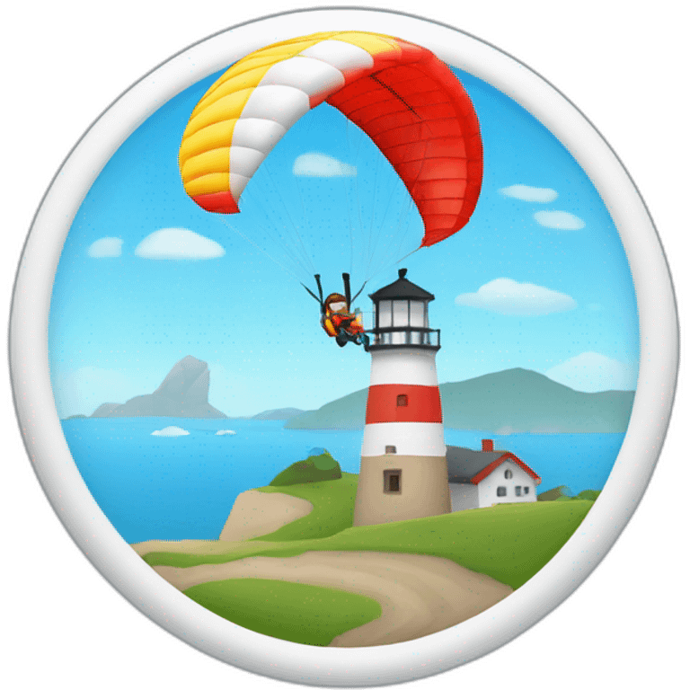 Paraglider and lighthouse emoji