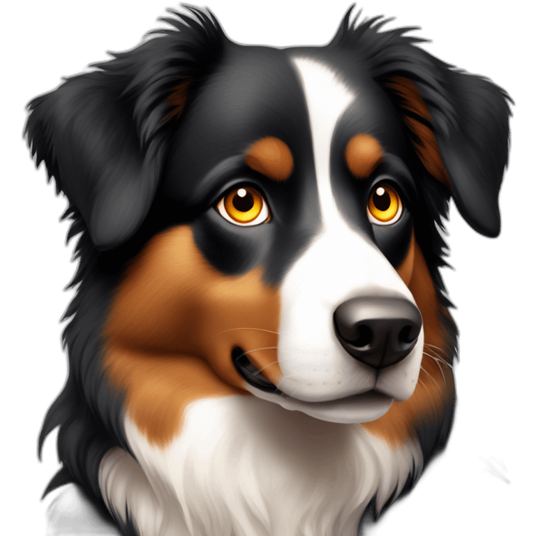 Mini American shepherd red tri yellow eyes emoji