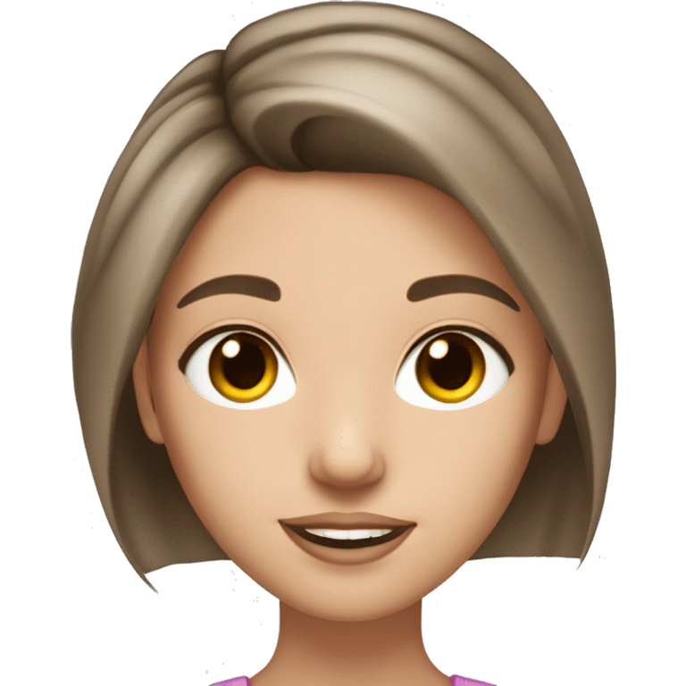 white light brunette girl, light brown eyed, with highlighter, blush and long lashes emoji