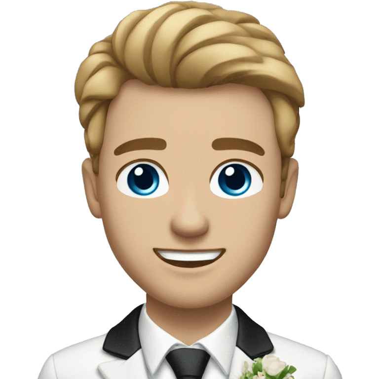 groom with light skin, brown hair and blue eyes emoji