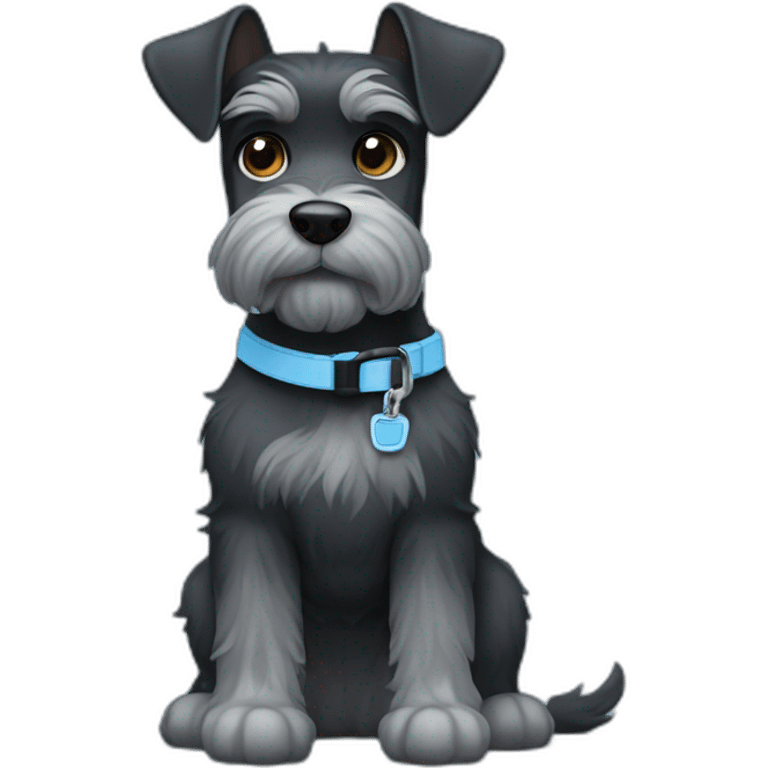 zoom face dark schnauzer with light blue leash emoji