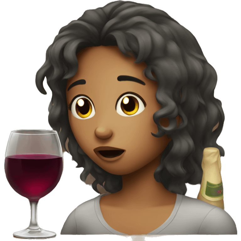 A girl crying while drinking wine emoji