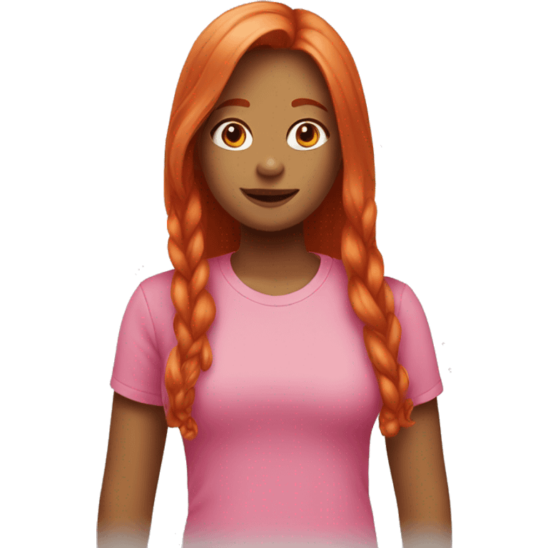 a girl with long red hair in a pink T-shirt emoji