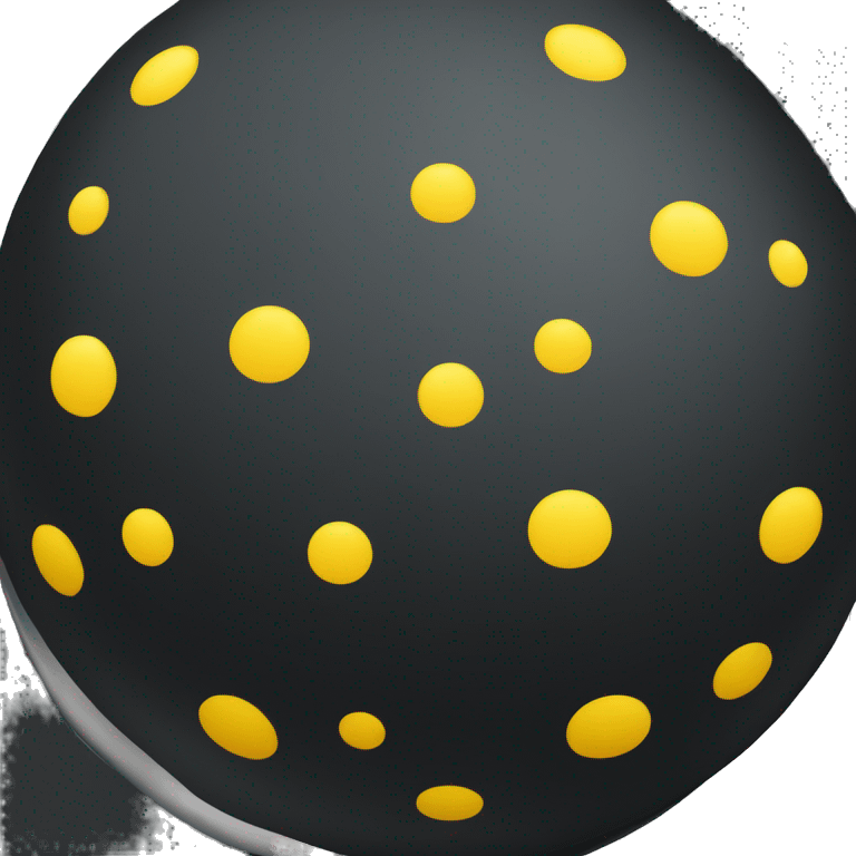 dark black rubber ball with only two yellow dots emoji