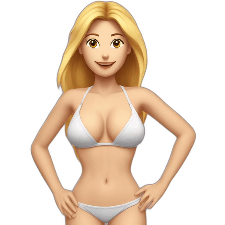 Slim-fit Caucasian woman bikini cute (beach body) bed emoji