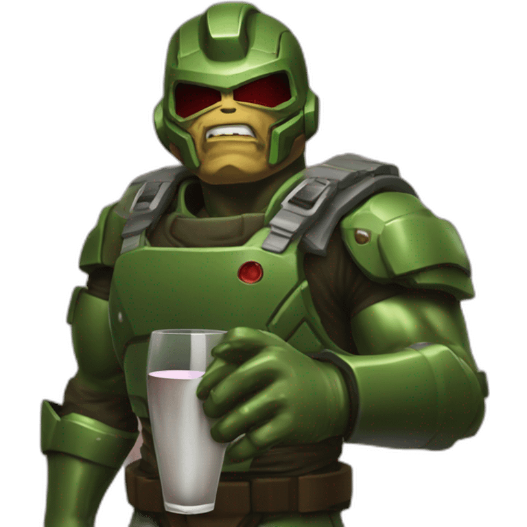 oldschool doomguy drinking wine emoji