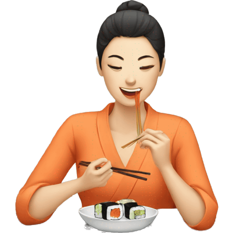 Woman eating sushi emoji