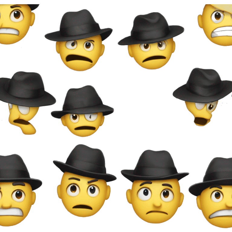 A frowny face with four hats on his head  emoji