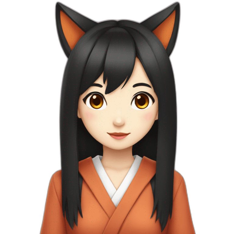 fox girl with black hair in Japanese school form emoji