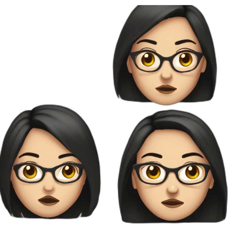 girl-glasses-anger-black straight hair-wirte skins-dark eyes-smal eyes emoji