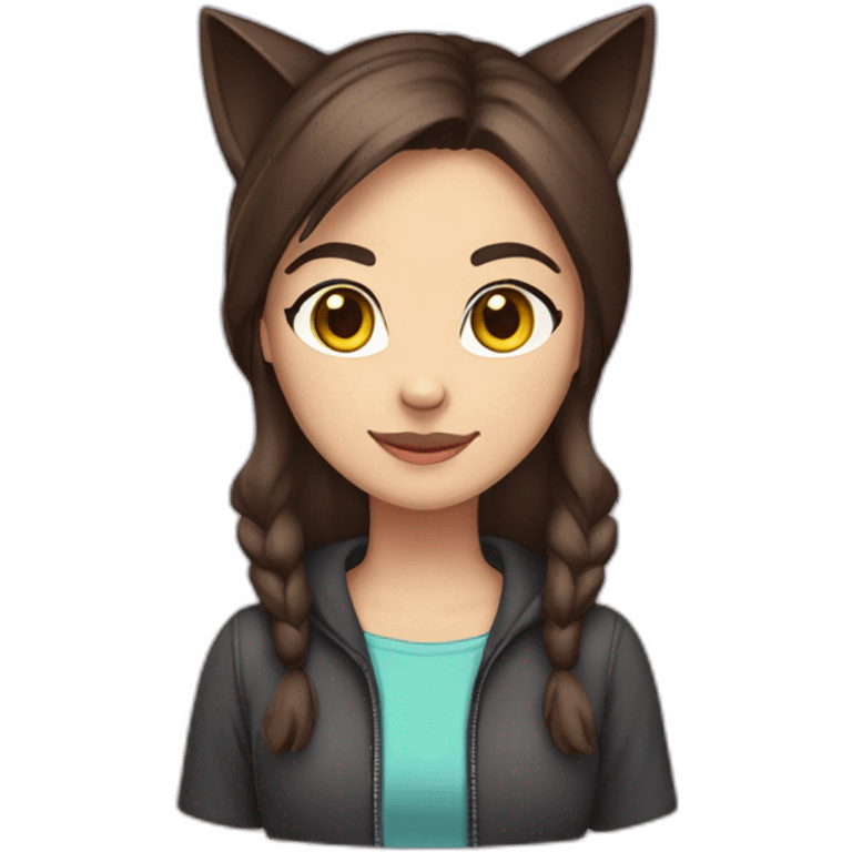 Cat girl (Caucasian with dark brown hair) cat ears emoji