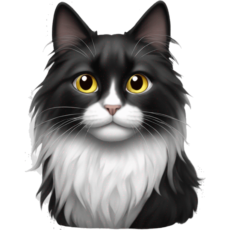 black and white cat long haired emoji