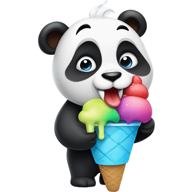 Panda eating ice cream emoji