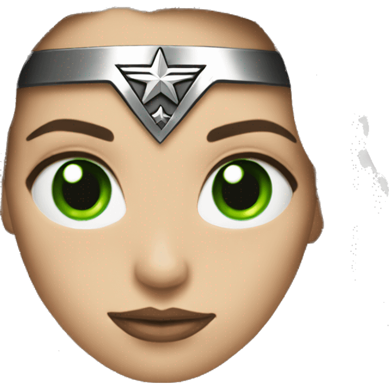 wonder woman superhero emoji with green eyes emoji