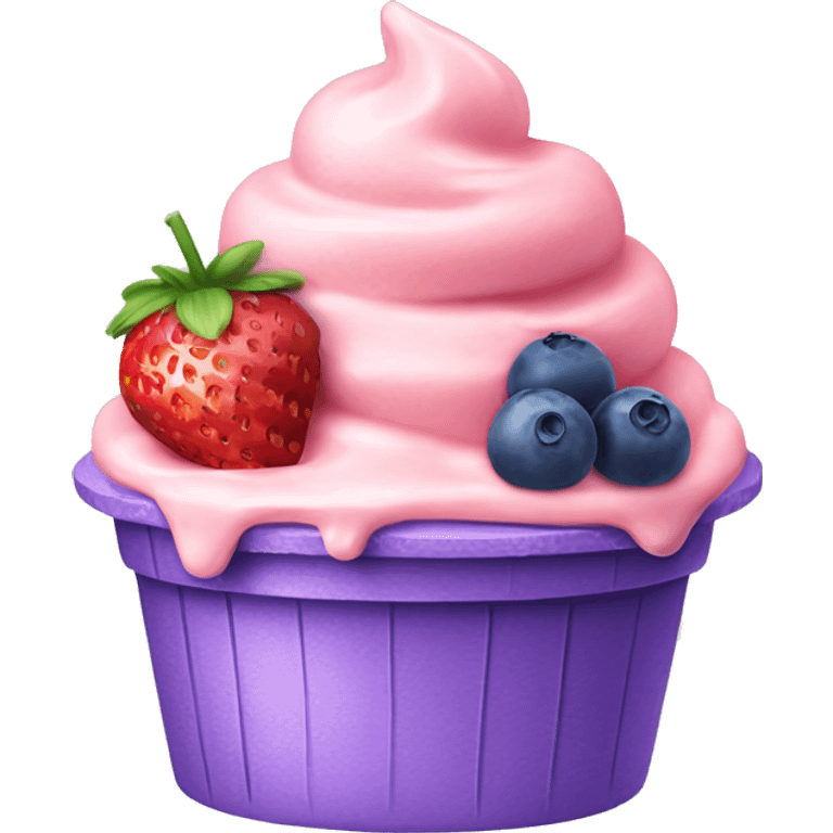 Strawberry Ice cream with a blueberry on a top emoji