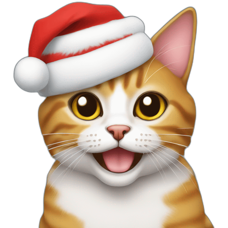 Mas cat with christmas hat emoji