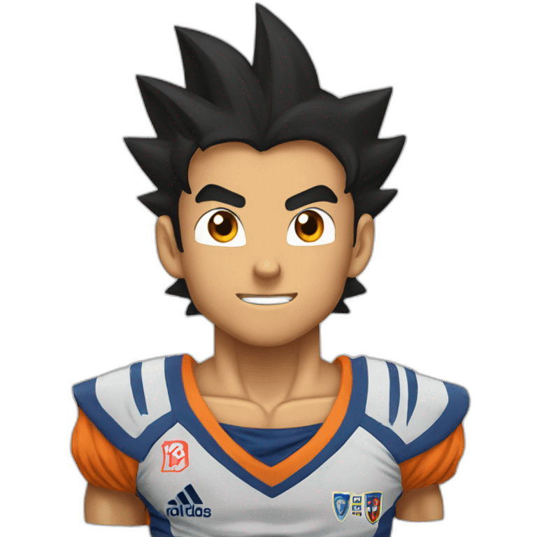 Goku dressed as Ronaldo emoji