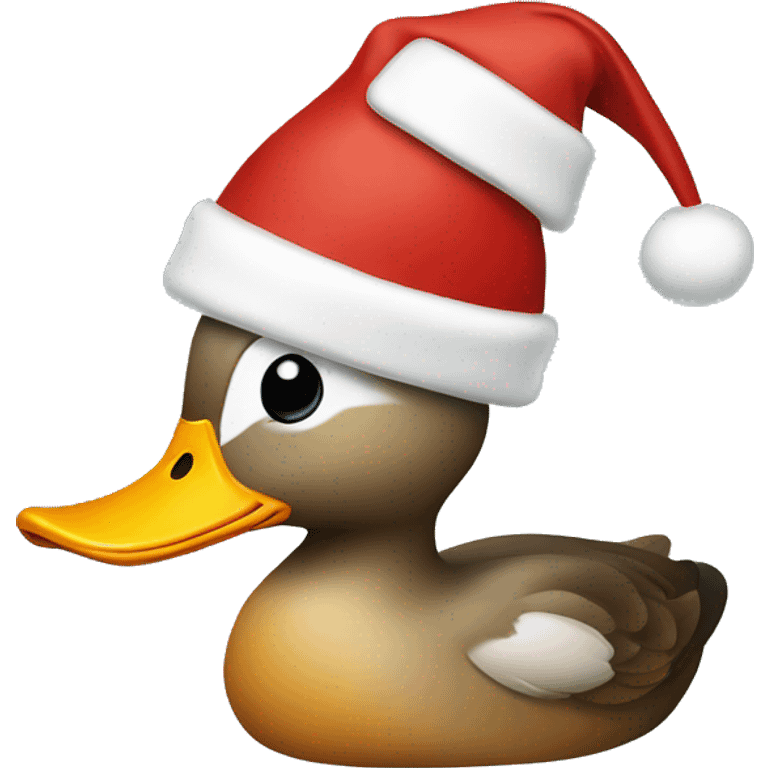 Duck with a christmas hat emoji