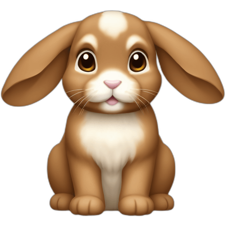 holland lop pure brown rabbit with floppy ears in apple iOS emoji style emoji