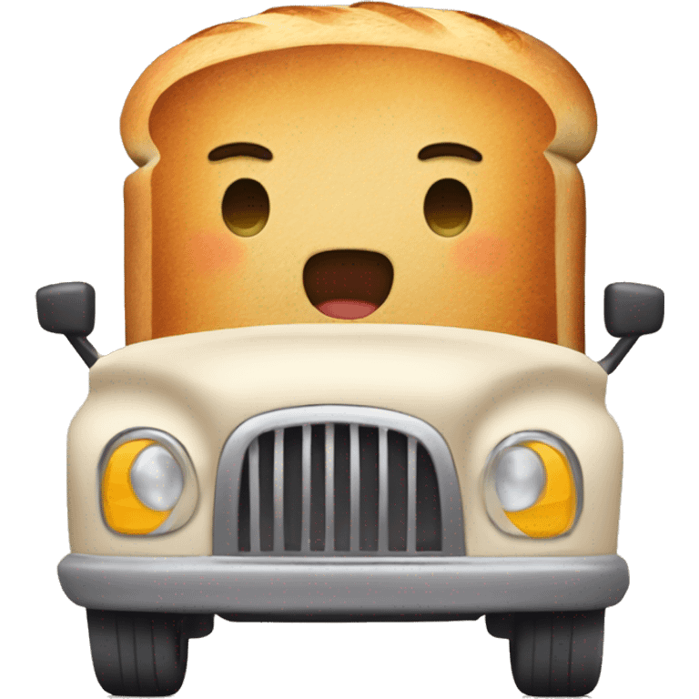 loaf of bread driving a car emoji