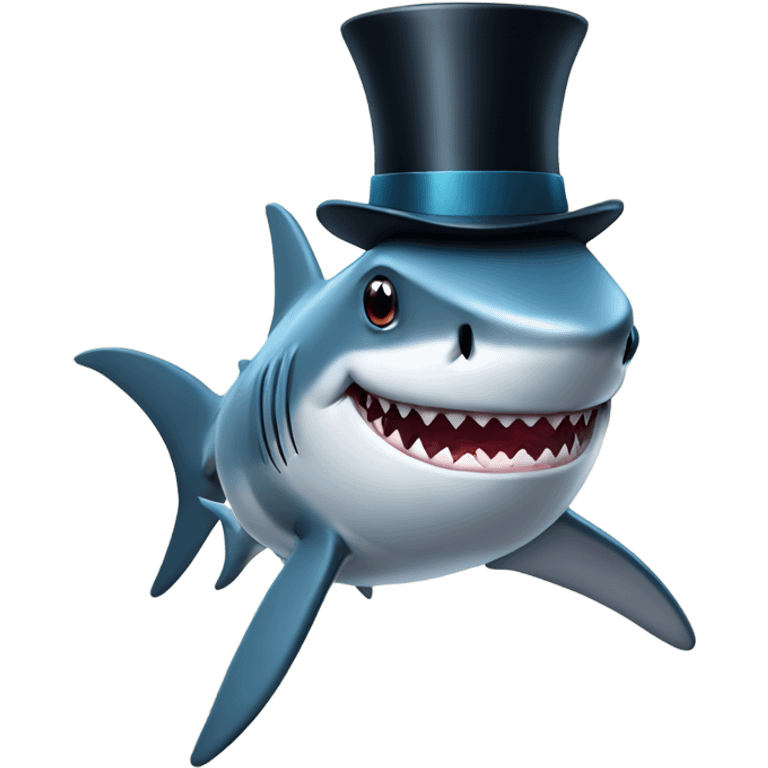 Shark with a top hat emoji