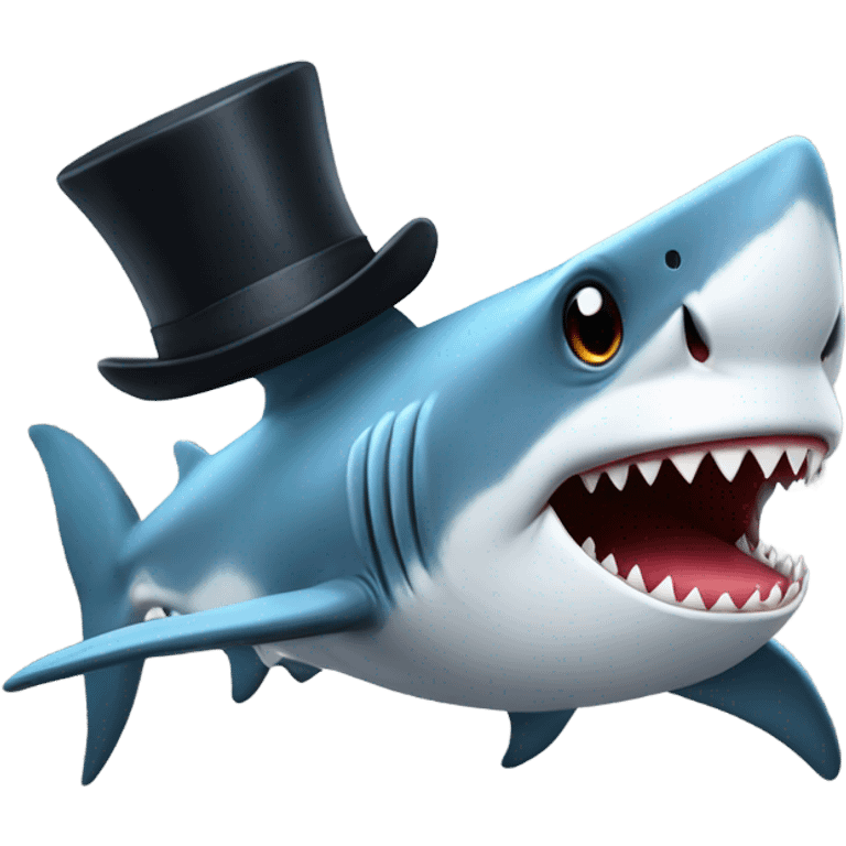 Shark with a top hat emoji