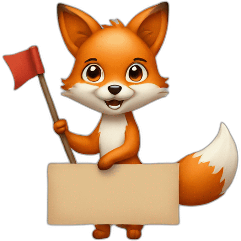 Cute fox Holding a Sign emoji