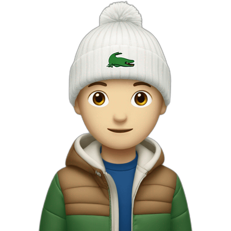 white boy using lacoste beanie with lacoste emoji