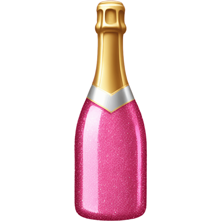 Pink glitter champagne bottle  emoji