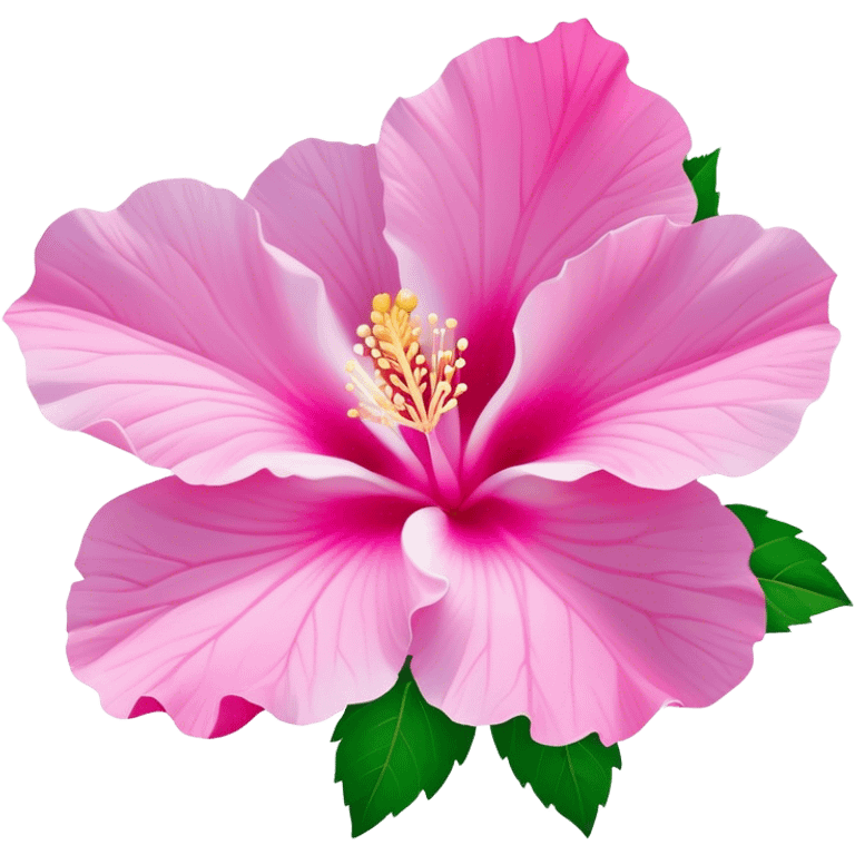 Cinematic Realistic image of a Mugunghwa flower (Rose of Sharon), rendered with delicate petal textures and vibrant pink hues, set against a minimalist background with gentle, diffused lighting that highlights its national significance emoji