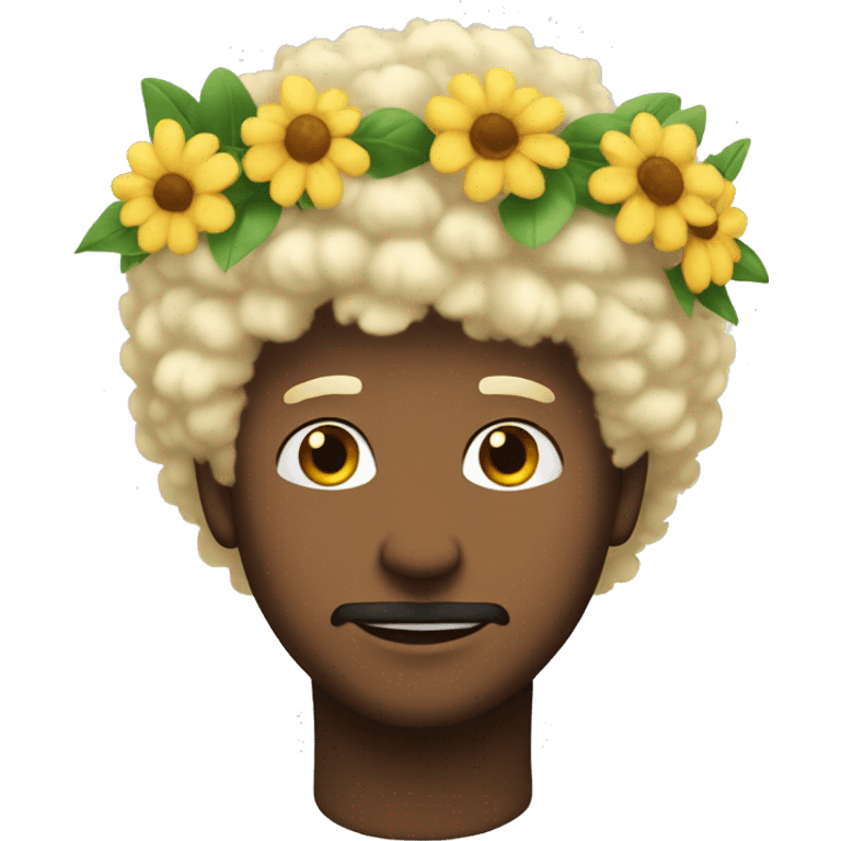 blonde fluffy hair soft WHITE man emoji wearing a flower crown emoji