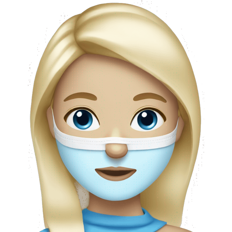 Blonde girl blue eyes with skincare mask on emoji