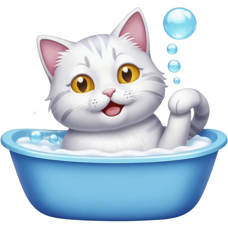 Cat taking a bubble bath emoji