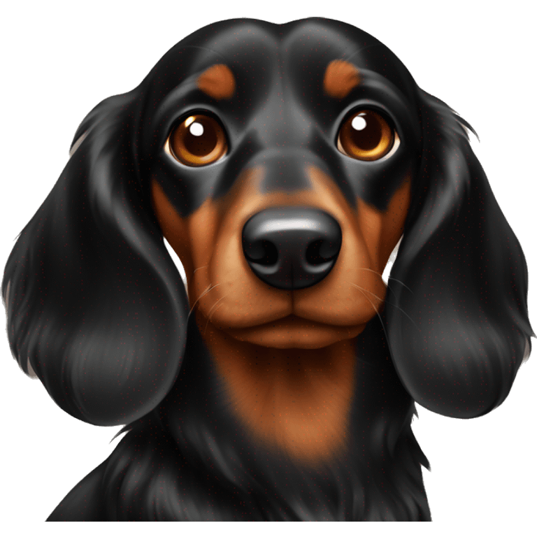 black and brown long haired daschund  emoji