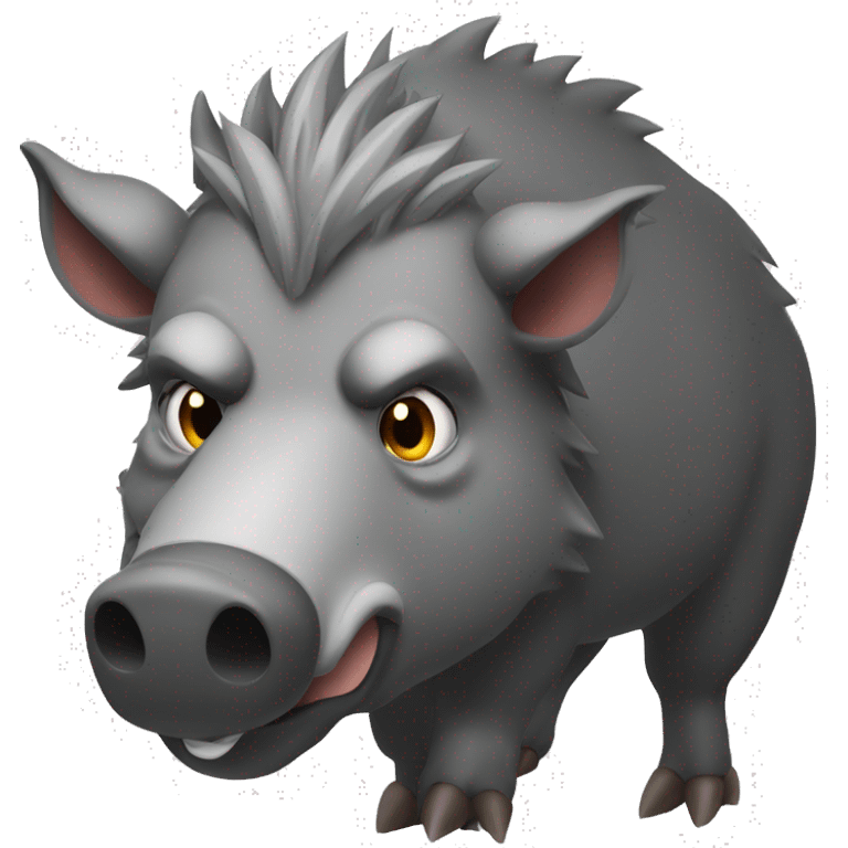 A serious wild ferocious grey boar emoji