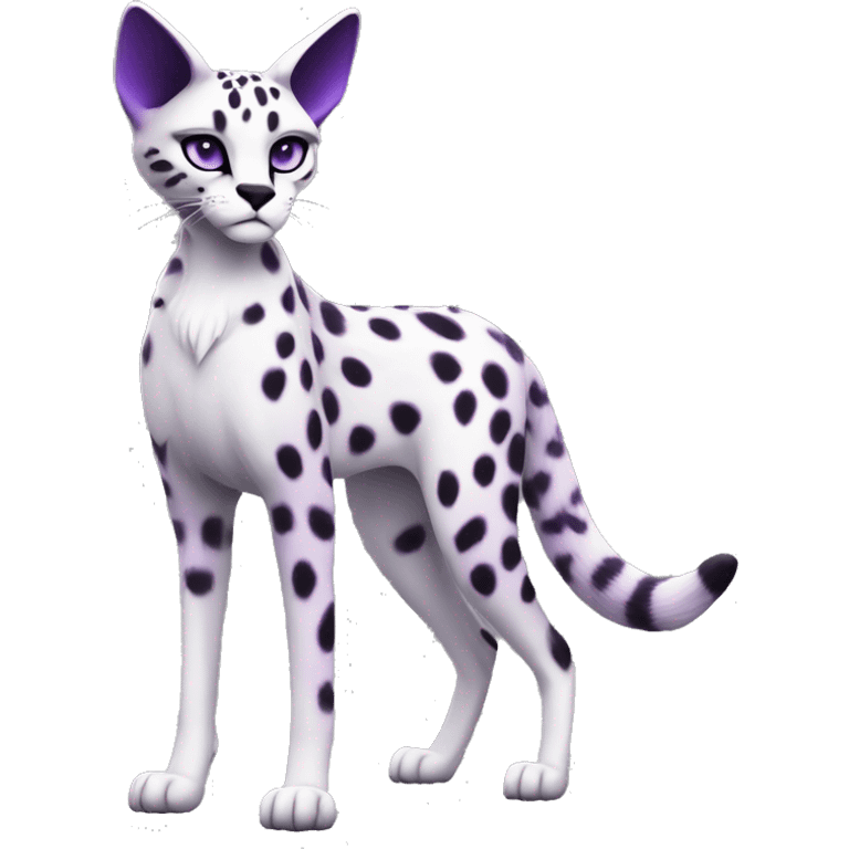 Epic Edgy Black White Purple ethereal Serval-Fionbri full body emoji