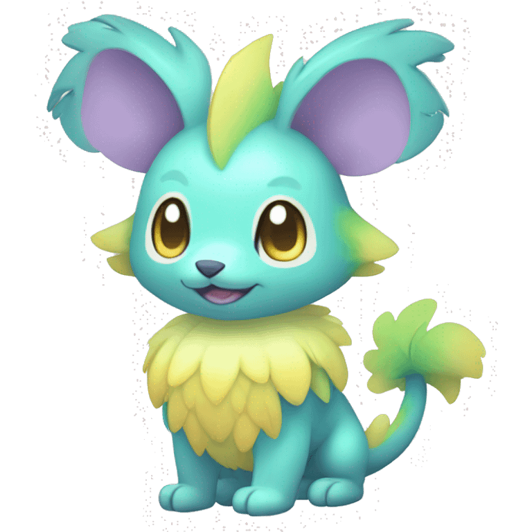 Cute cool pastel shiny colorful animal hybrid Fakemon full body emoji