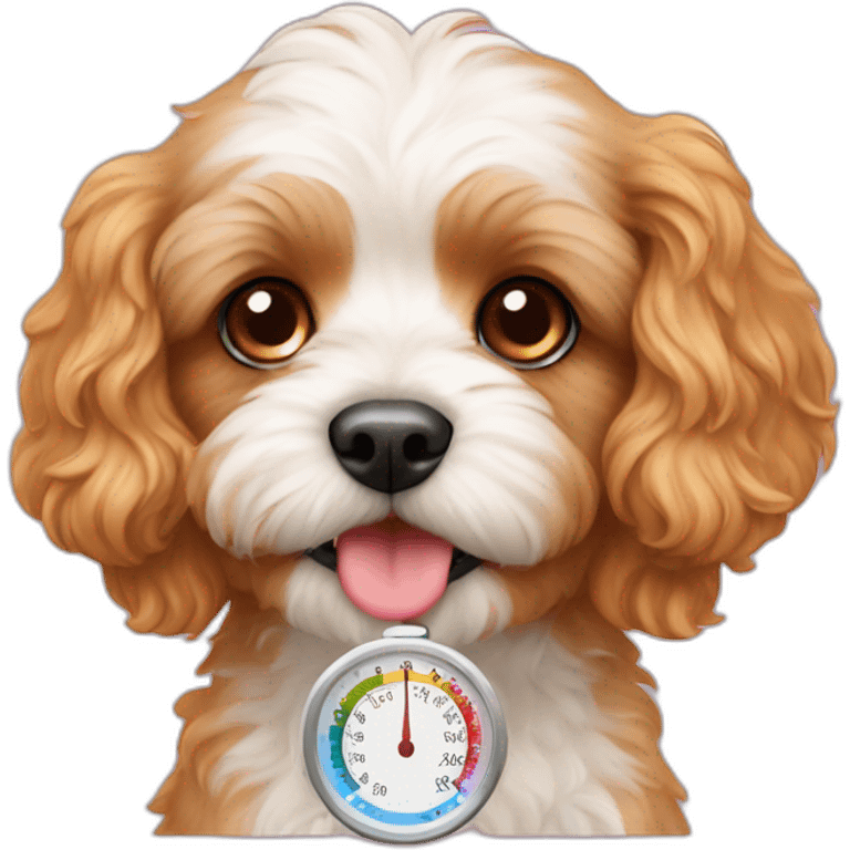 cavoodle with thermometer emoji