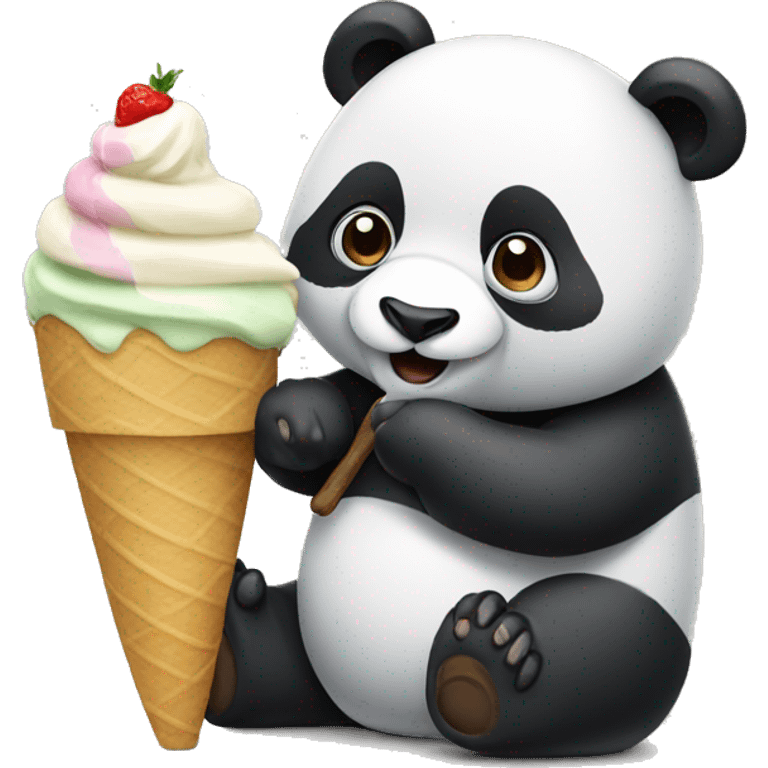 Panda eating ice cream emoji