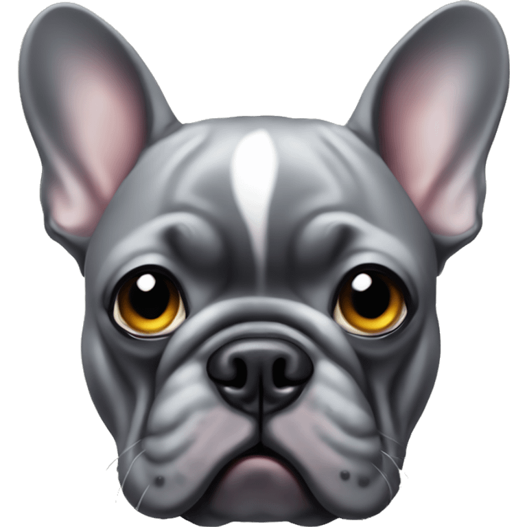 grey french bulldog with only a left eyeball emoji