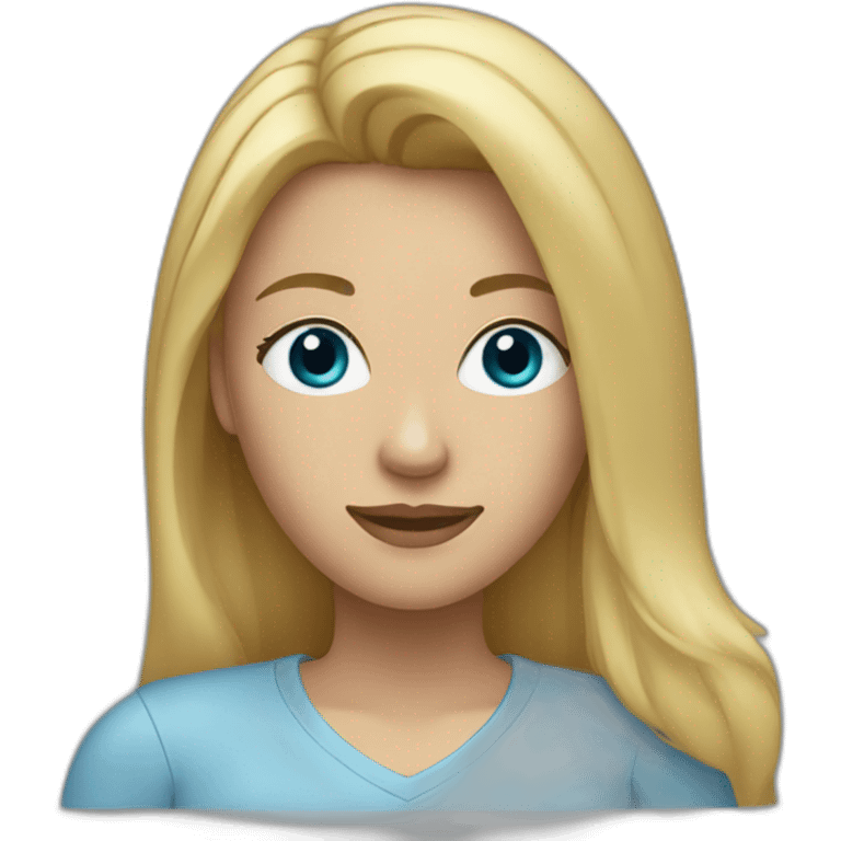 a blonde woman with long hair, dark eyes, and a light blue shirt emoji