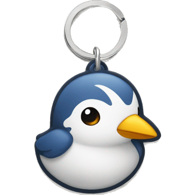 an cute keychain with a baby bird imprint on it  emoji