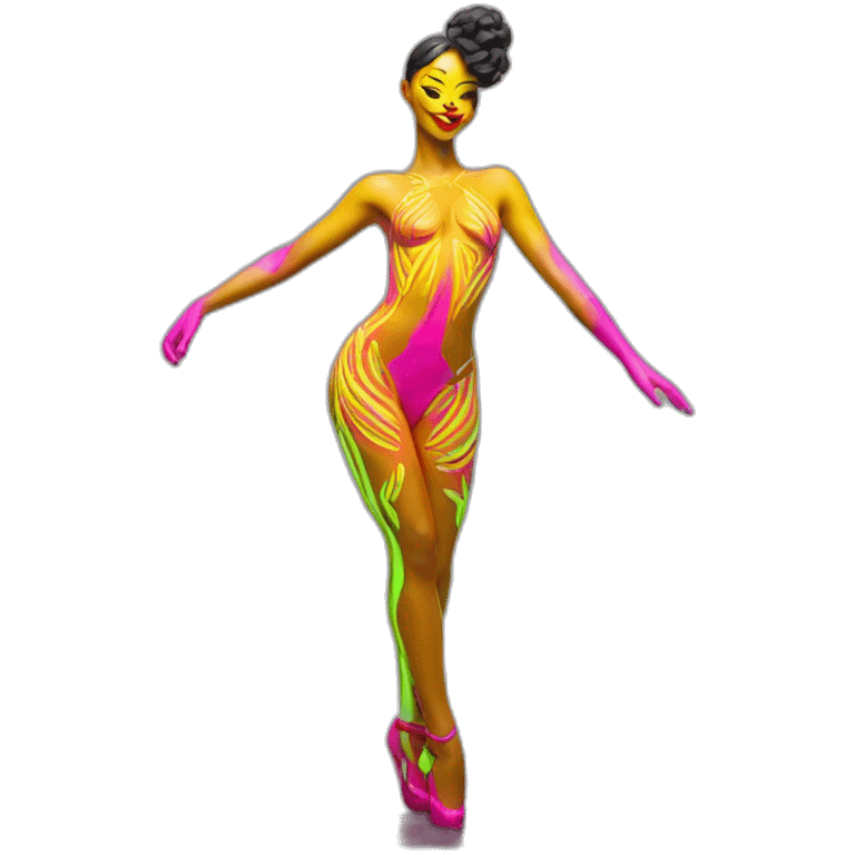 Sexy Neon sign beauty model dancer figurine in tasteful body paint emoji