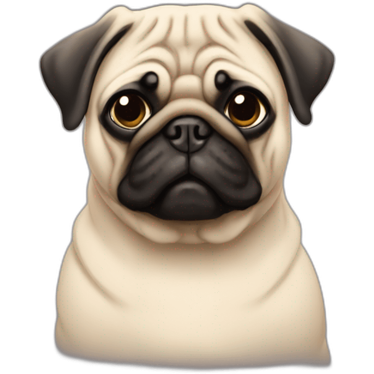 pug wearing a t-shirt emoji